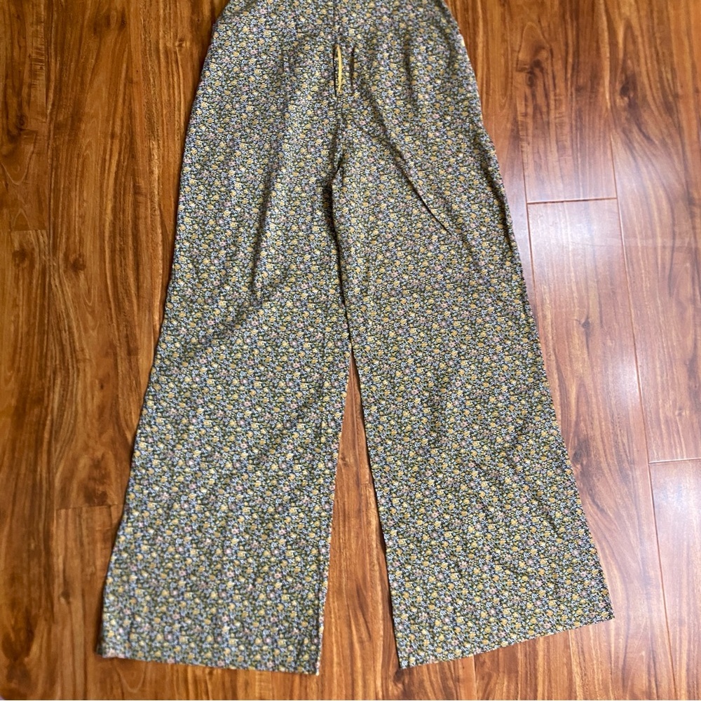 Vintage Young Eduardian by Arpeja Green Floral Wide Leg Pant Jumpsuit XS Boho - Picture 7 of 15